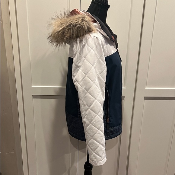 Body Glove Women's White and Navy Ski Jacket with Faux Fur Hood Size S - Picture 4 of 9